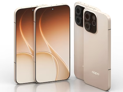 OPPO Golden Smartphone With Front Display And Rear Camera Module Design 3d model