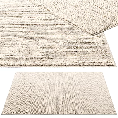 Beige Square Rug With Striped Woven Design And Soft Texture For Home Decor 3d model