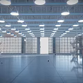 Industrial Factory Building With High Ceiling Metal Structure Industrial Pendant Lighting And Spacious Open Space