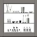White Layered Shelf Display Featuring Various Perfume And Cosmetic Bottles 3d model
