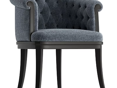 Elegant Gray Fabric Single Sofa With Tufted Back And Decorative Armrest Wooden Legs 3d model
