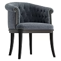 Elegant Gray Fabric Single Sofa With Tufted Back And Decorative Armrest Wooden Legs