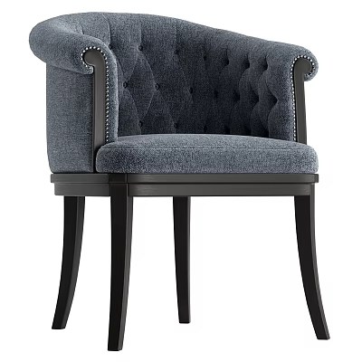 Elegant Gray Fabric Single Sofa With Tufted Back And Decorative Armrest Wooden Legs 3d model