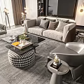 Modern Living Room Sofa And Coffee Table Set With Glass Top Armchair Side Table And Pillows