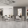 Modern Sleek Beauty Hair Salon Interior Design With Professional Styling Chairs And Backlit Framed Mirrors