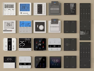 Modern Switch Panels with Various Designs Digital Display and Temperature Control for Home Use 3d model