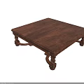 Elegant Wooden Coffee Table with Carved Twisted Legs and Decorative Base