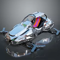 Silver Metallic Flying Car With Four Rotors And Purple Seats Futuristic Design