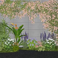 Lush Vines With Pink Flowers And Green Leaves Decorating Outdoor Garden Wall