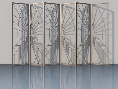 Modern Metal Hinged Door With Geometric Patterns For Interior Partition Design 3d model