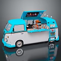 Blue And White Mobile Beverage Truck With Open Top And Drink Dispensing Equipment