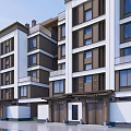 Modern Multi Storey Residential Building Exterior With Symmetrical Design And Balconies