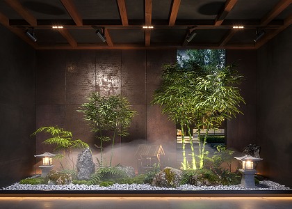 New Chinese Style Indoor Landscape Landscaping Landscape Plants Waterscape Fog 3d model