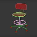 Red Upholstered Swivel Bar Stool With Metal Base Backrest And Wheels