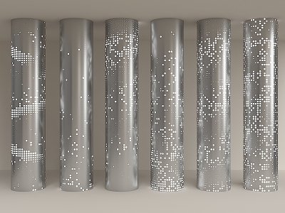 Hollow Cylinder Transparent Column Luminous Concrete Column Science and Technology Sense Decorative Column Gradient Perforated Column 3d model