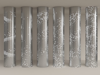 Hollow Cylinder Transparent Column Luminous Concrete Column Science and Technology Sense Decorative Column Gradient Perforated Column 3d model