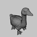 3D Game Character White Duck with Orange Beak and Feet on Green Background