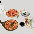 Delicious Freshly Baked Pizza With Tasty Toppings Black Olives Blue Cheese And Breadsticks On Wooden Board