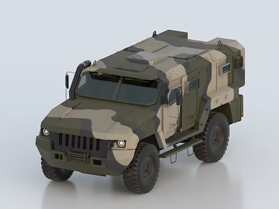 Armored Utility Vehicle with Camouflage Paint Large Tires and Sturdy Body Design 3d model