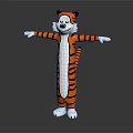 Cartoon Tiger Mascot Figure Standing With Open Arms Orange Black Stripes White Paws