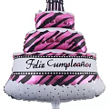 Three Layer Pink Black Zebra Pattern Happy Birthday Balloon Decoration 3d model