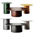 Modern Round Coffee Tables With Cylindrical Base In Various Colors 3d model