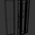 Modern Black Security Door With Glass Panels And Metal Lines