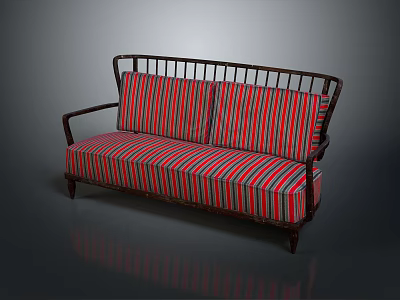 Friends Relaxing Together On Comfortable Striped Sofa In Living Space 3d model