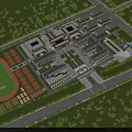 Birds Eye View Planning Of Modern Campus With Classroom Buildings Sports Field And Green Spaces