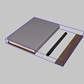 White Cover Notebook With Black Pen And Wooden Bookmark On Gray Surface