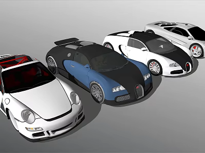 Luxury Sports Cars In Various Colors With Sleek Exteriors And Stylish Designs 3d model
