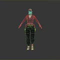Durable Utility Workwear Set Featuring Cargo Pants Tool Belt Red Cap And White Shoes