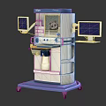 Mobile Medical Workstation With Two Monitors Blue White Console And Wheels For Clinical Use