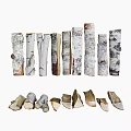Natural Wood Logs And Pieces With Bark Texture For Decorative Use 3d model