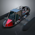 Black Red Hovercraft With Transparent Windshield Metal Frame And Floats 3d model