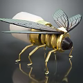 Bee Shaped Decorative Lamp With White Bulb Golden Body And Transparent Wings