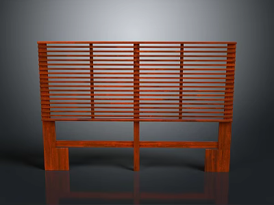 Classic Wooden Room Divider With Vertical Slats And Sturdy Base 3d model