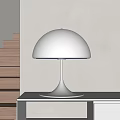 Modern White Dome Shade Table Lamp With Sleek Metal Base And Soft Glow