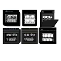 Four Black Dishwashers Modern Design With Interior Dishes And Stainless Steel Finish