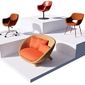 Stylish Office Chairs With Various Modern Designs Orange Color And Wheeled Base