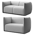 Contemporary Modern Gray Fabric Two Seater Sofa With Comfortable Rounded Armrest Design