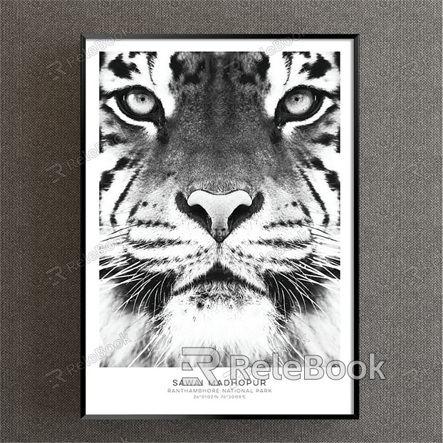 Nordic Animal Painting Grey Study Animal Tiger Decorative Painting model