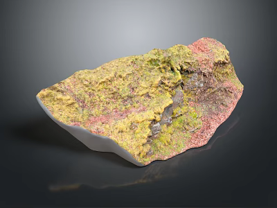 Natural Stone With Yellow Green Pink Color And Rough Natural Surface Texture 3d model