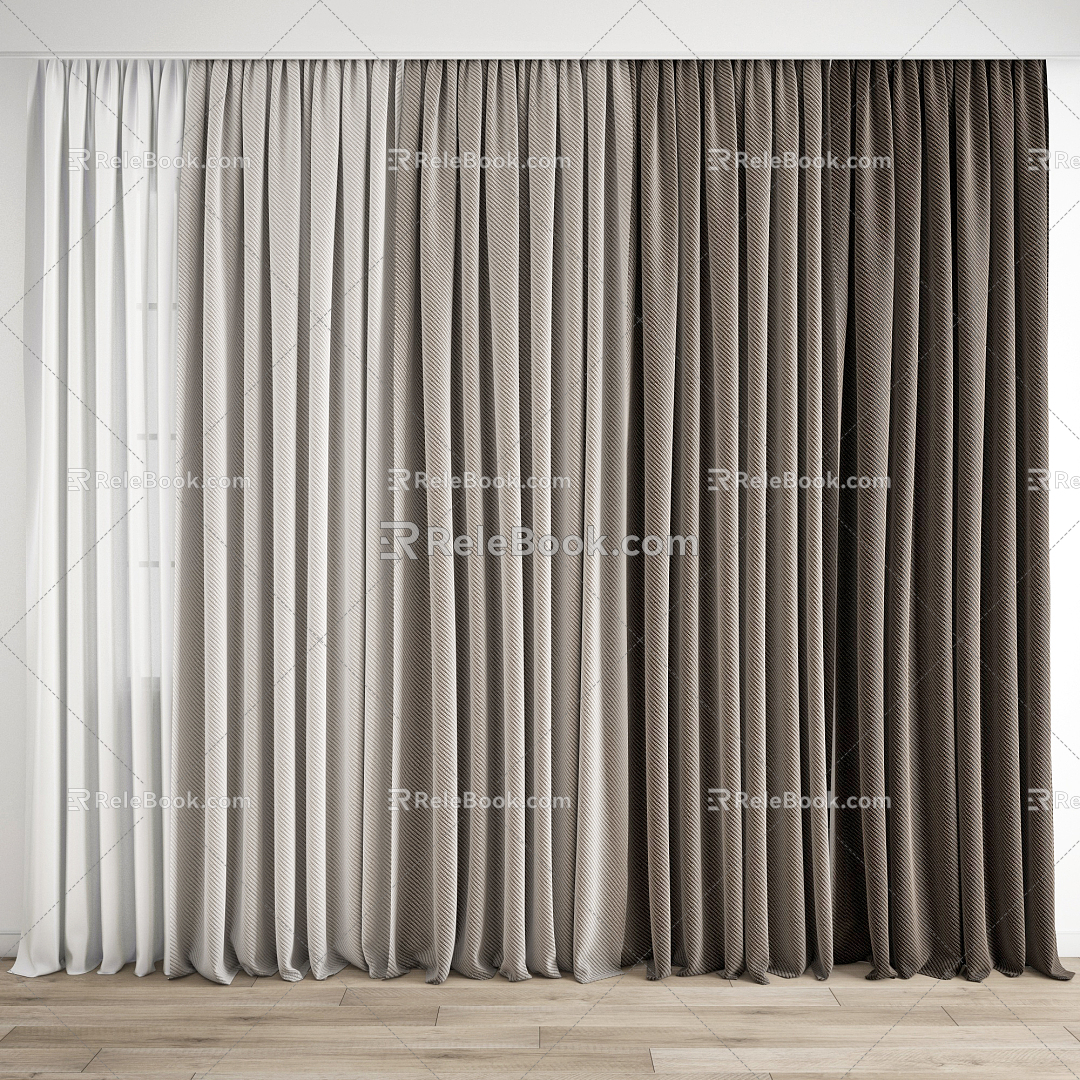 Modern Curtain Fabric Curtain 3d model