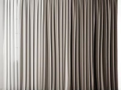 Modern Curtains In Light Dark Neutral Tones With Textured Fabric And Elegant Drape 3d model