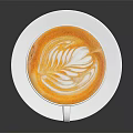 White Coffee Cup With Latte Art On White Saucer Against Dark Background