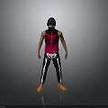 Man in Black Headscarf Pink Vest Skeleton Pattern Pants and Orange Shoes Standing