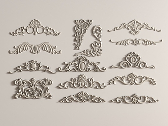 French Carved Combination Gypsum Carved Decorative Carved Line 3d model