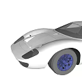 Sleek White Sports Car With Blue Rims And Aerodynamic Body Design