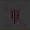 Futuristic Drone Design Featuring Four Propellers Gray Red Color Sleek Frame